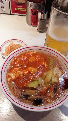 蒙古タンメン中本生ビールと半ラーメンセット